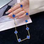 GlowCLOVER 10 MOTIFS BLUE AGATE NECKLACE