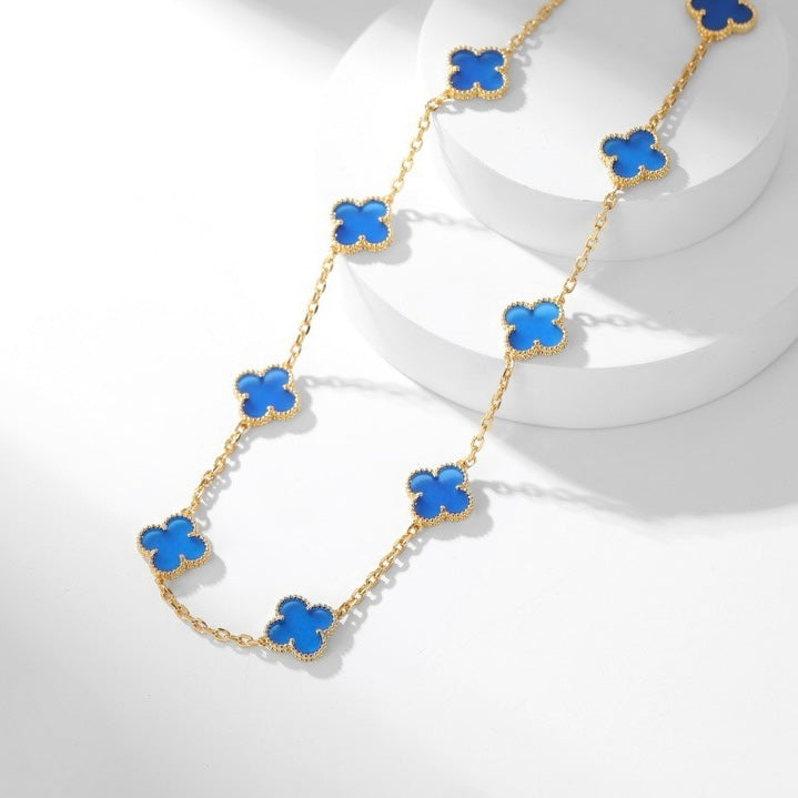 GlowCLOVER 10 MOTIFS BLUE AGATE NECKLACE