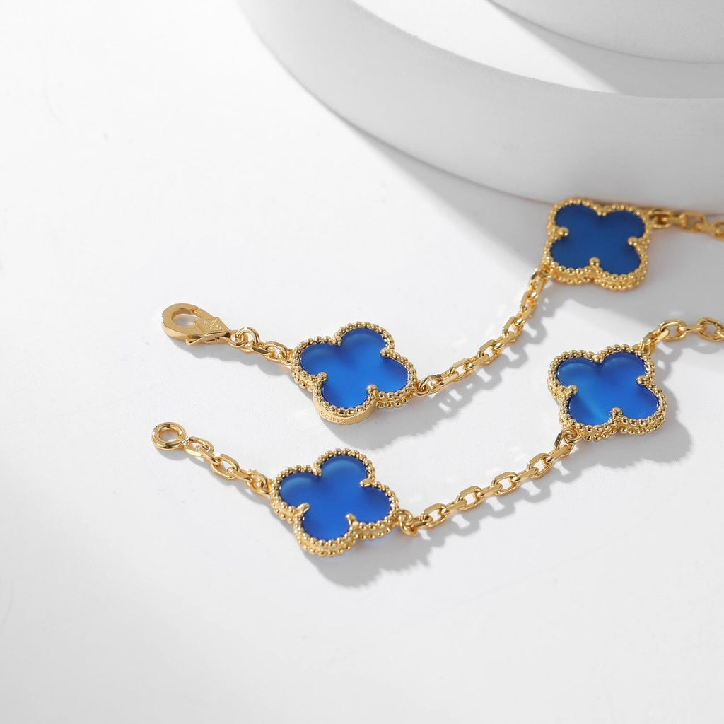 GlowCLOVER 10 MOTIFS BLUE AGATE NECKLACE