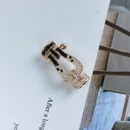 GlowFORCE LARGE HORSESHOE BLACK WHITE DIAMOND BRACELET SILVER