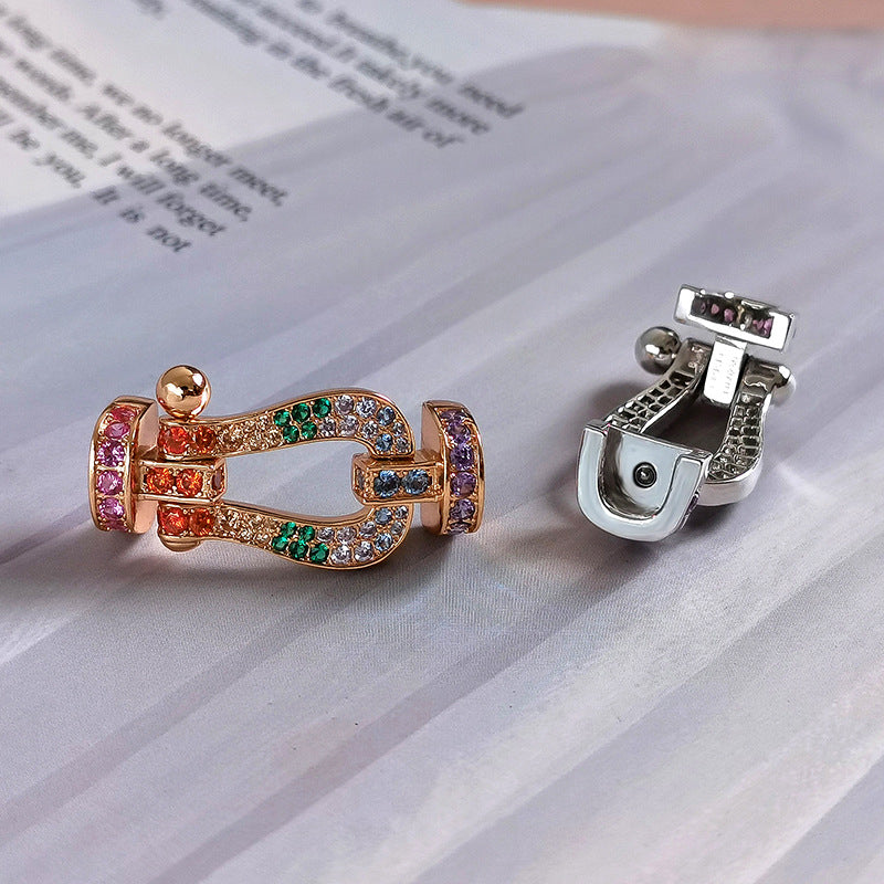 GlowFORC LARGE HORSESHOE  COLORED DIAMOND BRACELET SILVER