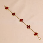 GlowCLOVER 5 MOTIFS RED AGATE  BRACELET