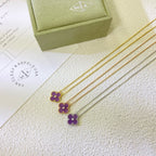 GlowCLOVER 15MM DIAMOND  PURPLE VIOLET NECKLACE