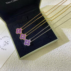GlowCLOVER 15MM DIAMOND  PURPLE VIOLET NECKLACE