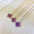 GlowCLOVER 15MM  PURPLE VIOLET NECKLACE