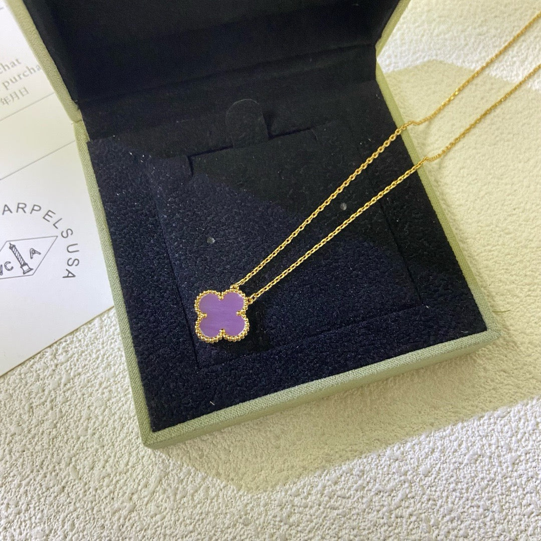 GlowCLOVER 15MM  PURPLE VIOLET NECKLACE