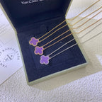 GlowCLOVER 15MM  PURPLE VIOLET NECKLACE