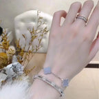 GlowCLOVER  5 MOTIF PURPLE CHALCEDONY BRACELET SILVER