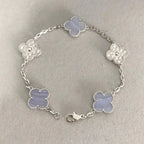 GlowCLOVER  5 MOTIF DIAMOND PURPLE CHALCEDONY BRACELET SILVER