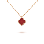 GlowCLOVER MINI 9.5MM WHITE CARNELIANS NECKLACE