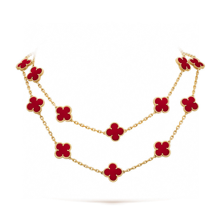 GlowCLOVER 20 MOTIFS CARNELIAN NECKLACE