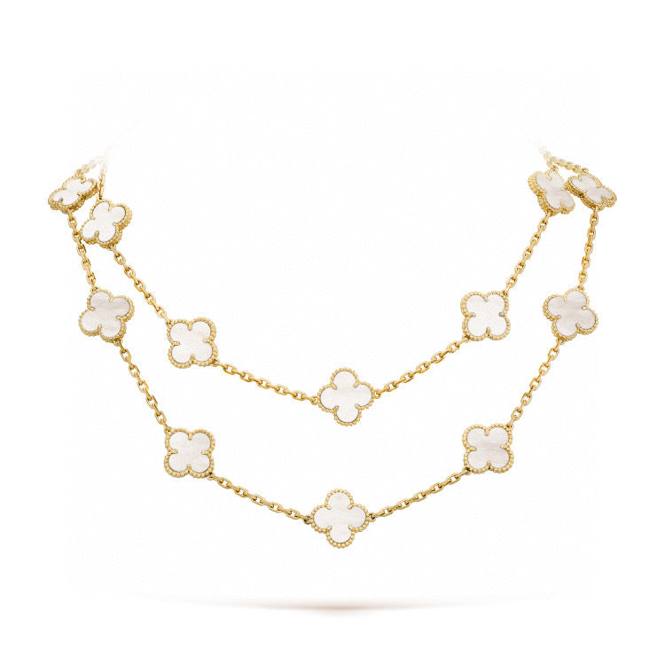 GlowCLOVER 20 MOTIFS WHITE MOP NECKLACE
