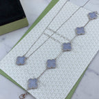 GlowCLOVER  5 MOTIF PURPLE CHALCEDONY BRACELET SILVER