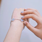 GlowCLOVER  5 MOTIF PURPLE CHALCEDONY BRACELET SILVER