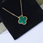 GlowCLOVER 15MM MALACHITE SINGLE FLOWER  NECKLACE