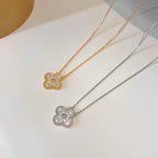GlowCLOVER 15MM DIAMOND SINGLE FLOWER NECKLACE