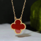 GlowCLOVER 15MM CARNELIAN SINGLE FLOWER NECKLACE