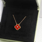 GlowCLOVER 15MM DIAMOND CARNELIAN NECKLACE