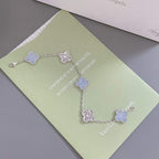 GlowCLOVER  5 MOTIF DIAMOND PURPLE CHALCEDONY BRACELET SILVER