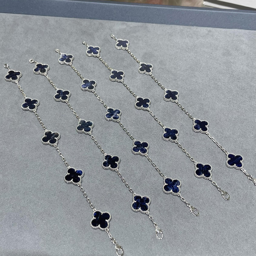 GlowCLOVER 5 MOTIF PIETERSITE SILVER BRACELET