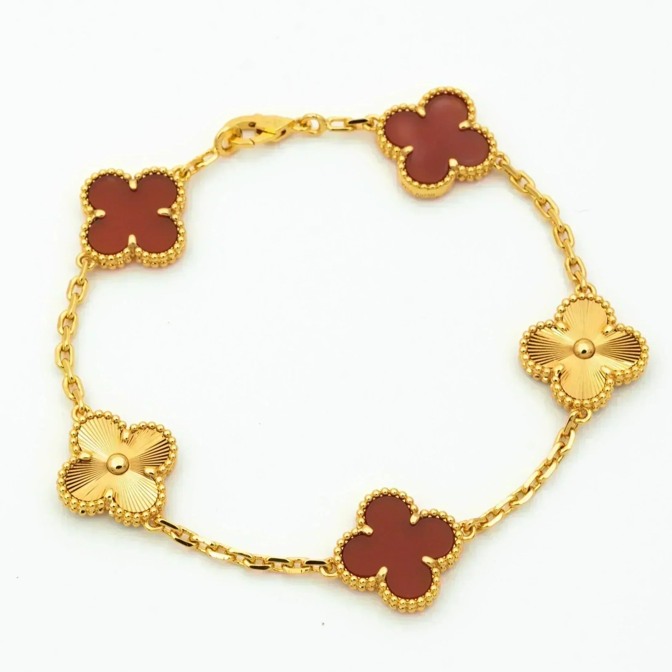 GlowCLOVER  5 MOTIFS CARNELIAN GOLD BRACELET