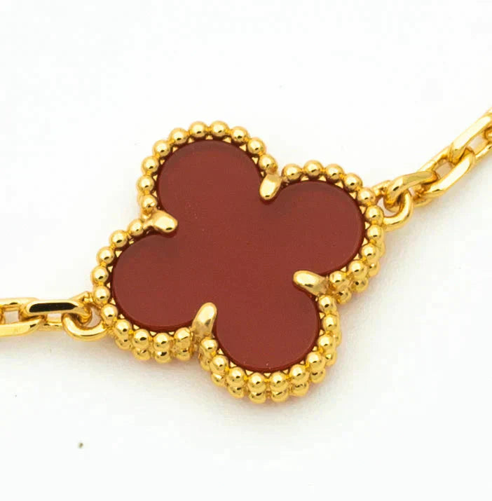 GlowCLOVER  5 MOTIFS CARNELIAN GOLD BRACELET