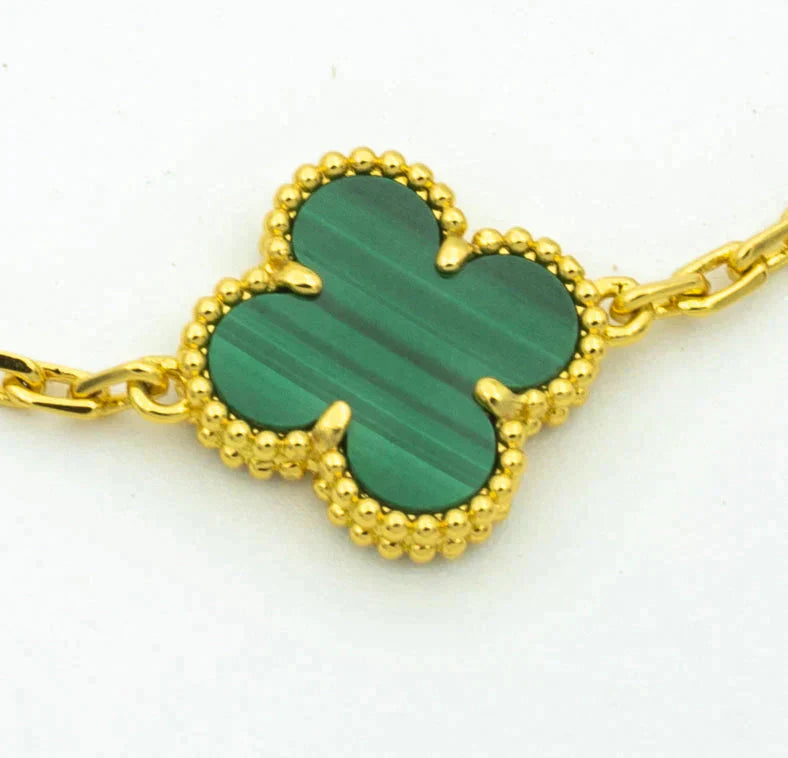 GlowCLOVER  5 MOTIF MALACHITE DIAMOND BRACELET