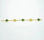 GlowCLOVER  5 MOTIF MALACHITE DIAMOND BRACELET