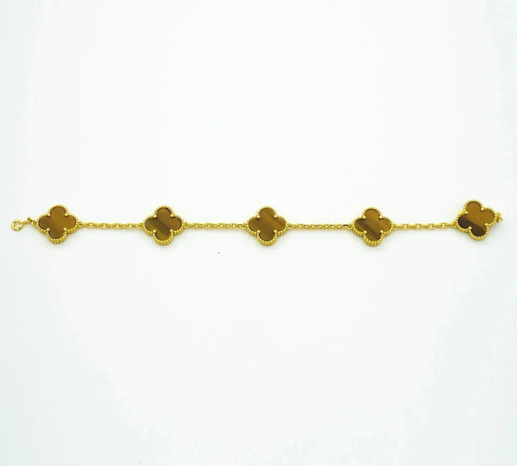 GlowCLOVER  5 MOTIFS TIGER EYE BRACELET