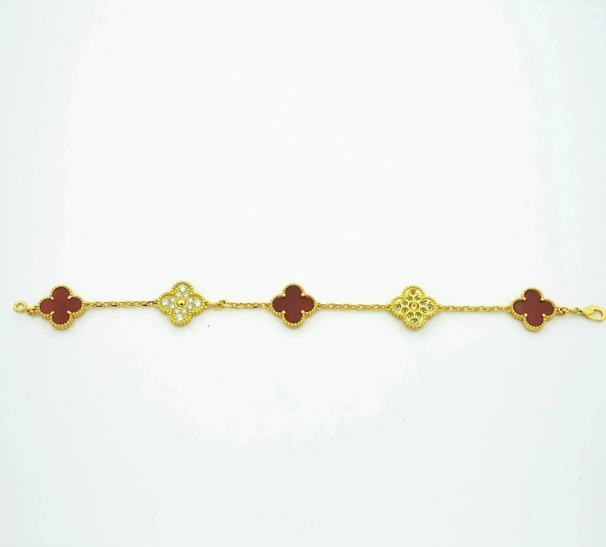 GlowCLOVER 5 MOTIFS CARNELIAN DIAMOND BRACELET