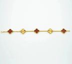 GlowCLOVER  5 MOTIFS CARNELIAN GOLD BRACELET