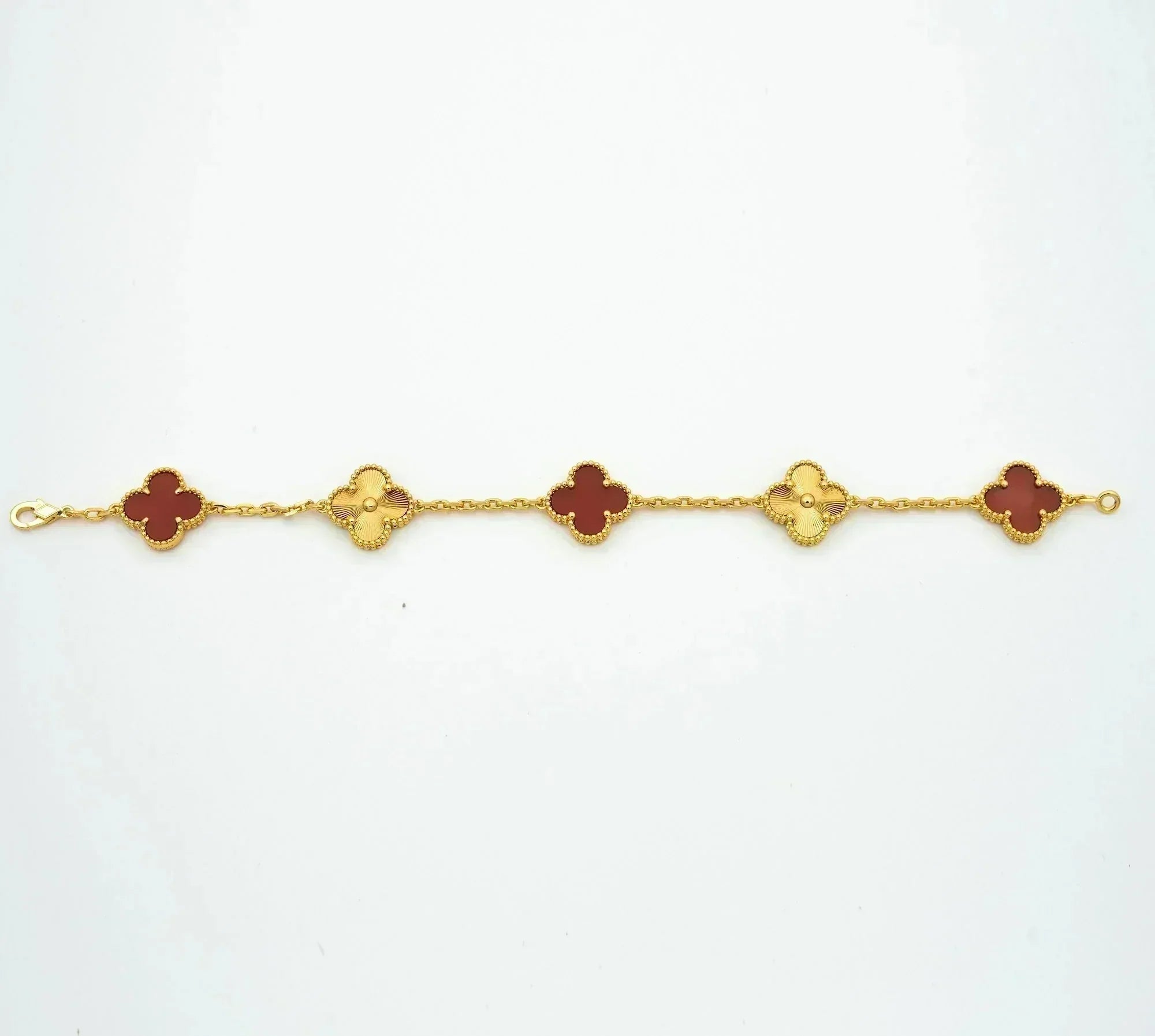 GlowCLOVER  5 MOTIFS CARNELIAN GOLD BRACELET