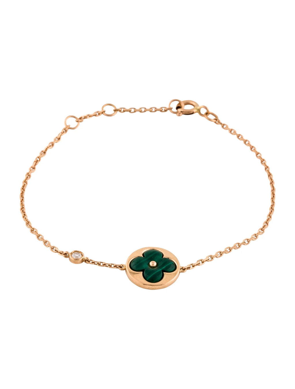 GlowSUN MALACHITE 1 DIAMOND PINK GOLD BRACELET