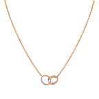 GlowLOVE NECKLACE DOUBLE RING PINK GOLD