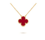 GlowCLOVER 15MM CARNELIAN SINGLE FLOWER NECKLACE
