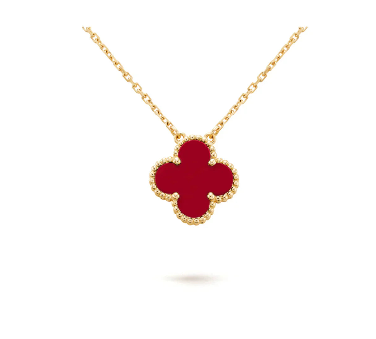 GlowCLOVER 15MM CARNELIAN SINGLE FLOWER NECKLACE