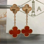 GlowCLOVER 2 MOTIF  LASER CARNELIAN EARRINGS