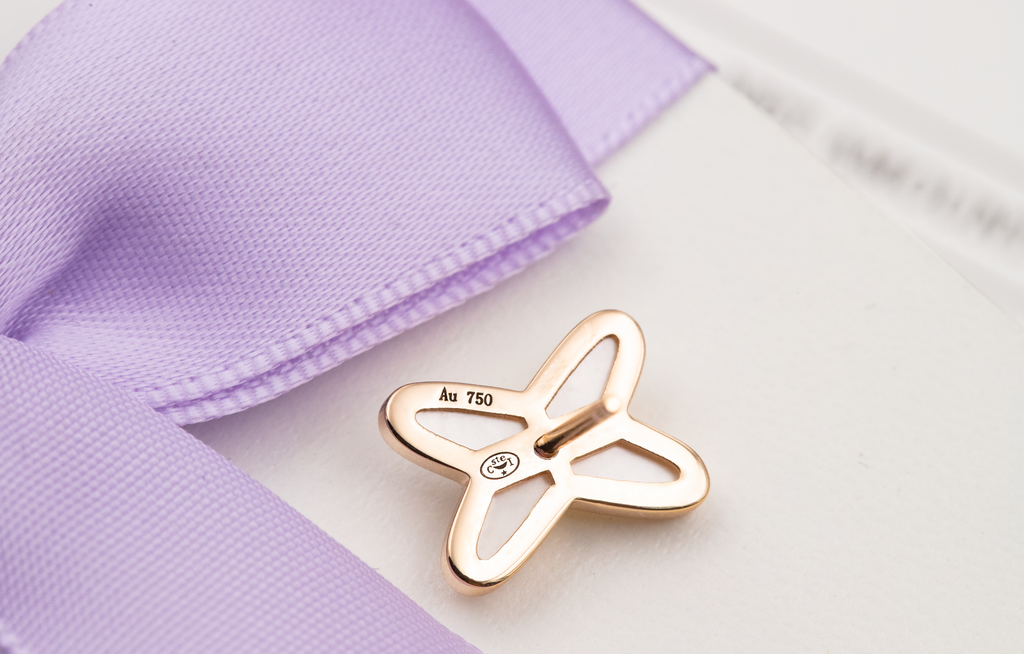 GlowJEUX DE WHITE MOP PINK GOLD DIAMOND EARRINGS