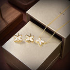 GlowJEUX DE WHITE MOP GOLD DIAMOND EARRINGS