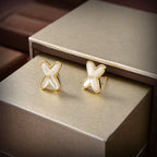 GlowJEUX DE WHITE MOP GOLD DIAMOND EARRINGS