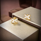 GlowJEUX DE WHITE MOP GOLD DIAMOND EARRINGS