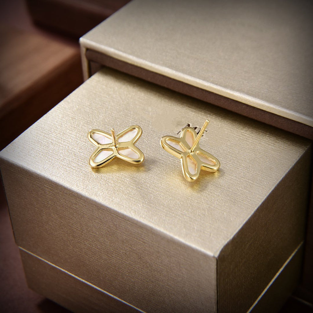 GlowJEUX DE WHITE MOP GOLD DIAMOND EARRINGS