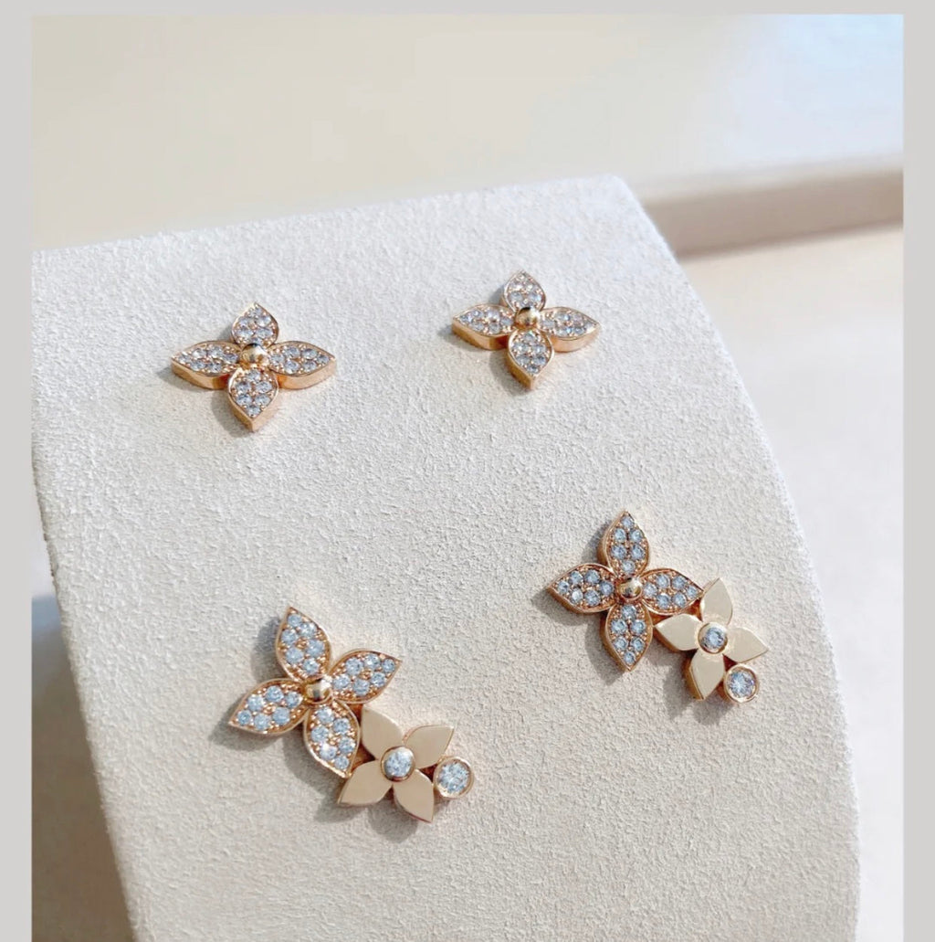 GlowSTAR BLOSSOM STUD EARRINGS PINK GOLD DIAMONDS