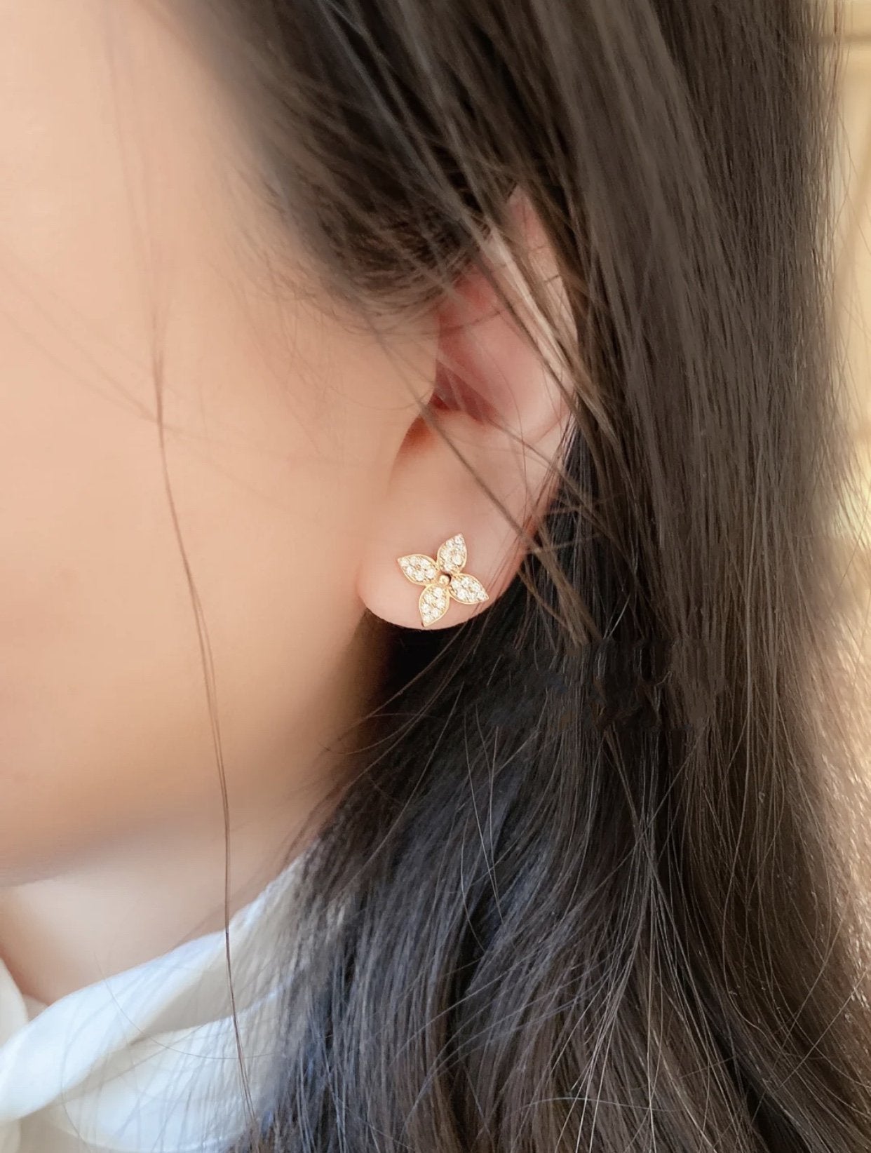 GlowSTAR BLOSSOM STUD EARRINGS PINK GOLD DIAMONDS
