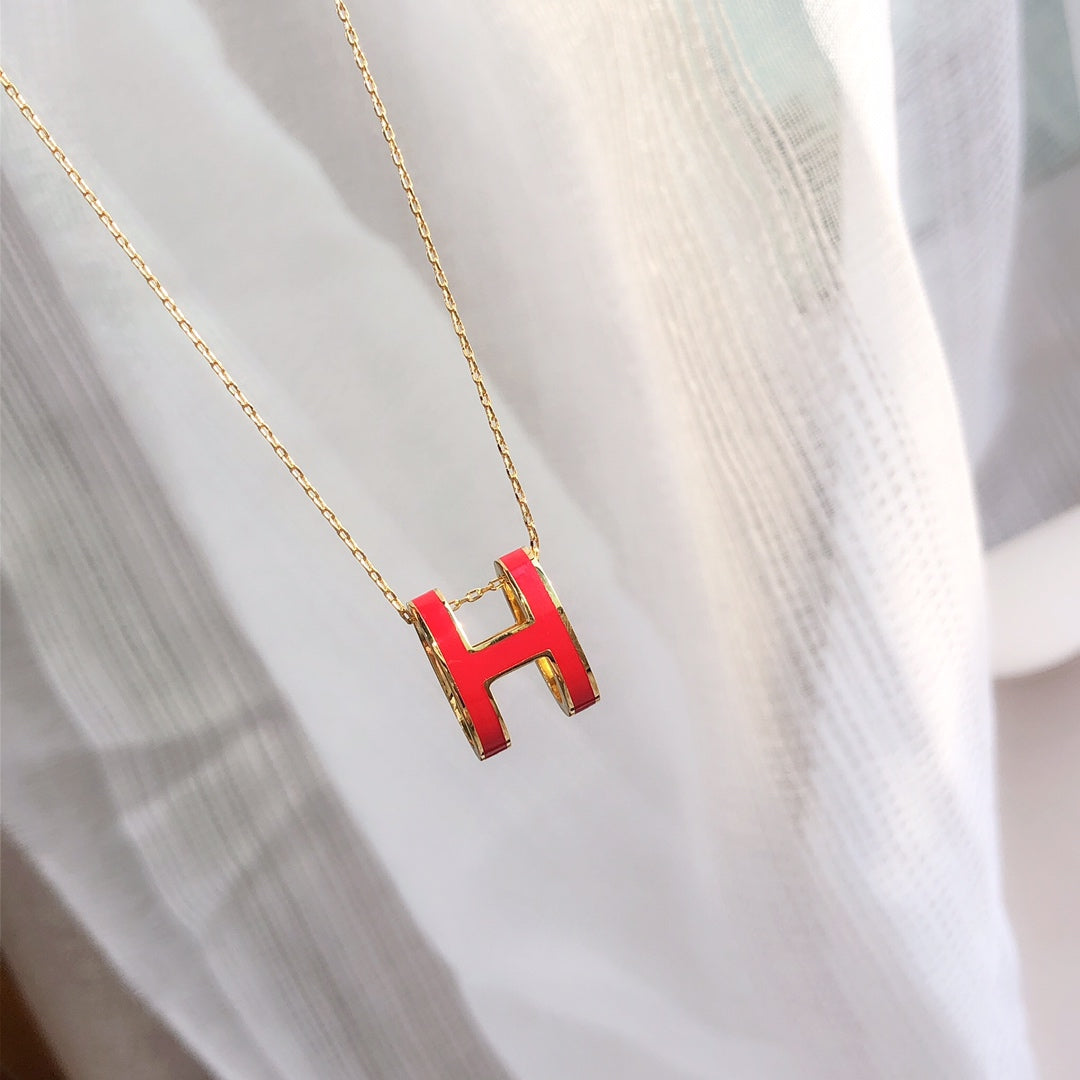 GlowHM CLIC RED ENAMEL GOLD NECKLACE