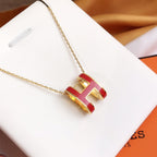 GlowHM CLIC RED ENAMEL GOLD NECKLACE