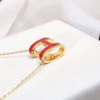 GlowHM CLIC RED ENAMEL GOLD NECKLACE