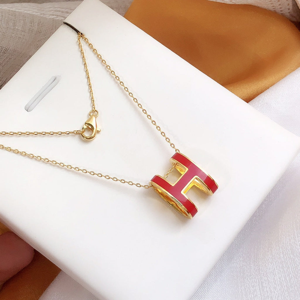 GlowHM CLIC RED ENAMEL GOLD NECKLACE