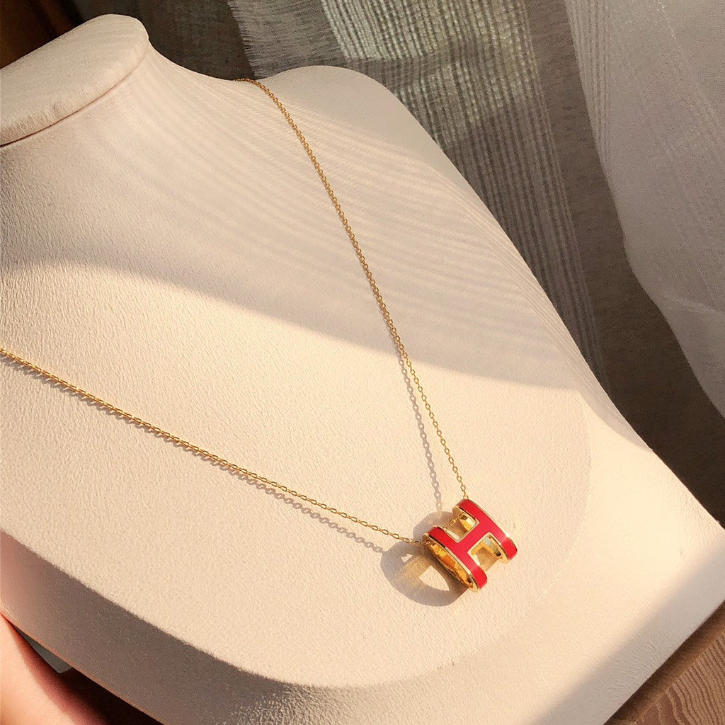 GlowHM CLIC RED ENAMEL GOLD NECKLACE