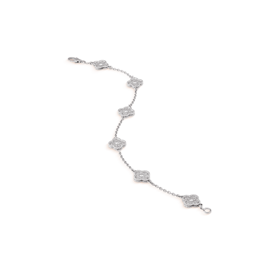 GlowCLOVER 6 MOTIF SILVER DIAMOND BRACELET